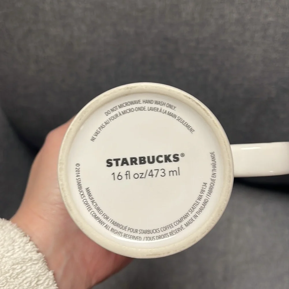Starbucks 2014 Gold Dot Collection Mug- Green Brush Strokes